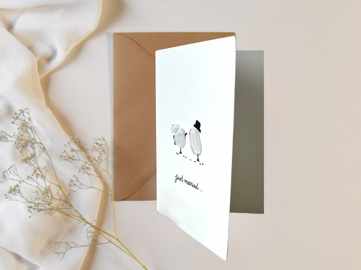 "Señor y Señora" - Tarjeta de cristal de mar hecha a mano