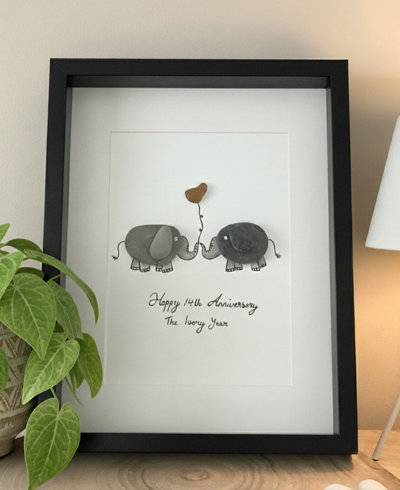 "14 Aniversario de Marfil" - Regalo de Aniversario Personalizado de Cristal de Mar