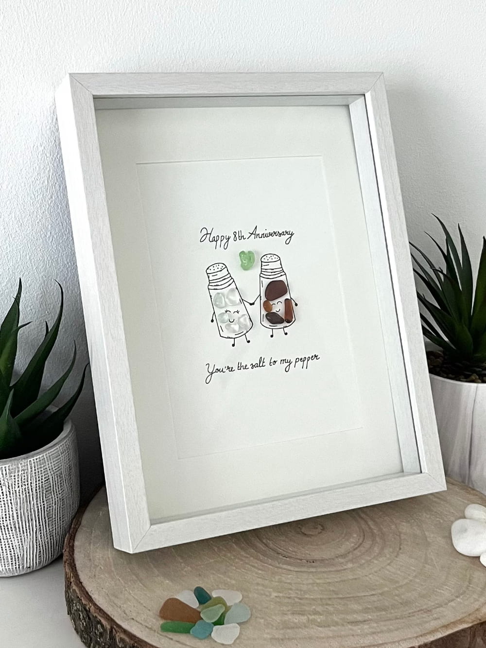 "8º Aniversario Sal y Pimienta" - Regalo personalizado de cristal de mar