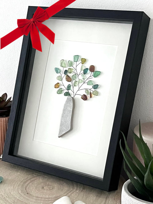 Regalo de Navidad - Jarrón de cerámica con planta de cristal de mar - Personalizado