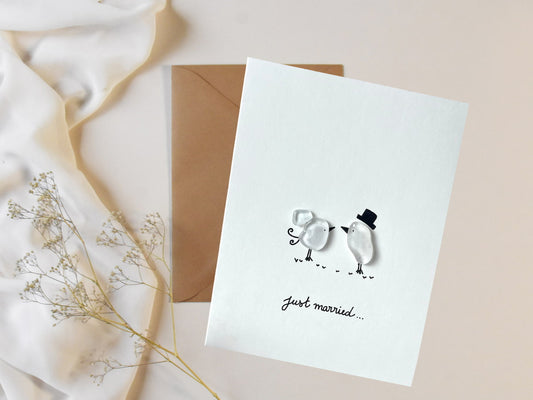 "Señor y Señora" - Tarjeta de cristal de mar hecha a mano