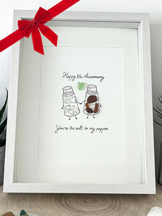 Regalo de Navidad - Marco de fotos de cristal marino "Salt To My Pepper" - Personalizado