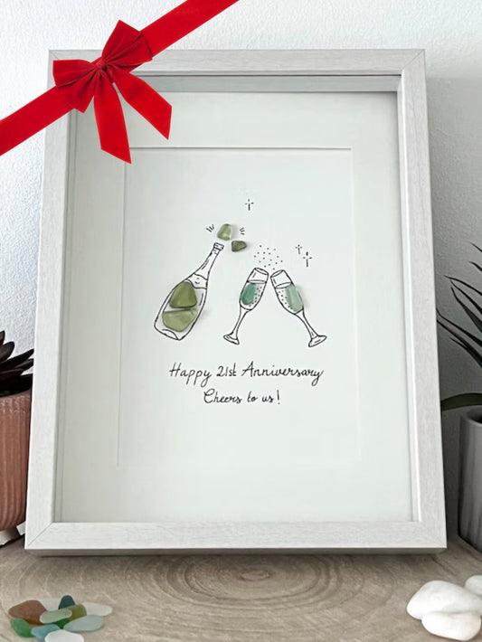 Regalo de Navidad - Obra de arte personalizada de cristal de mar de fiesta de champán